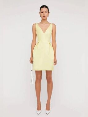 Scanlan Theodore Satin Mini Yellow Dress Size US4